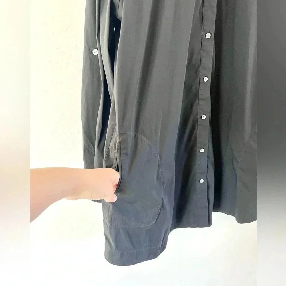 Layfayette 148 New‎ York Black Long Sleeve Roll Tab Shirtdress/Tunic Top Size 16 - Picture 3 of 12